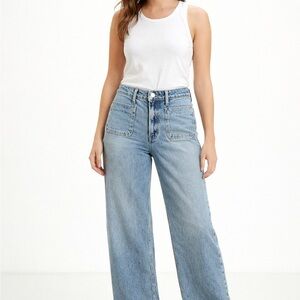 Free Assembly Wide Leg Jeans Size 8 Light Wash High Rise Denim